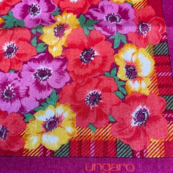 Vintage Ungaro Paris Cotton Handkerchief Scarf – Floral Print - Picture 5 of 10